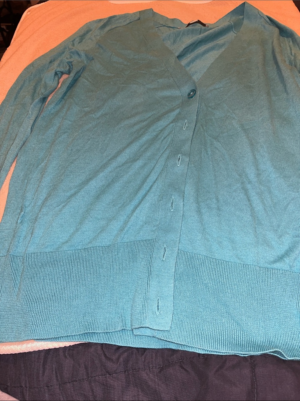 Turquoise long sleeve v-neck sweater